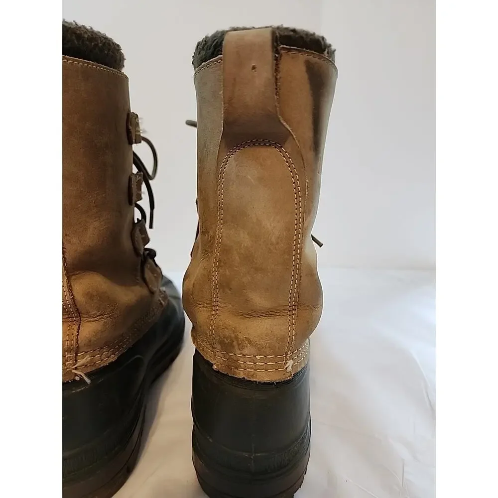 Ll Bean Mens Duck Boots Winter Insulated Size 7 Brown Leather Rubber Wool